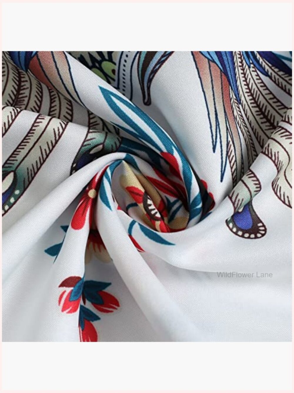 Boho V-Neck Floral Blouse Long Sleeve Loose Fit Lightweight Casual Top - Picture 6 of 6